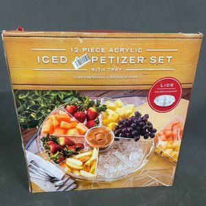 Design Imports 12 Piece Acrylic Iced Apetizer set with Tray 16.5 x 4"  NIB